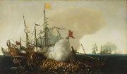 Cornelis Hendriksz Vroom Spanish Men-of-War Engaging Barbary Corsairs painting